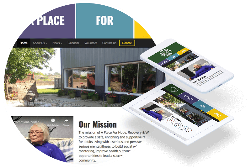 A place for hope website on mobile and tablet devices