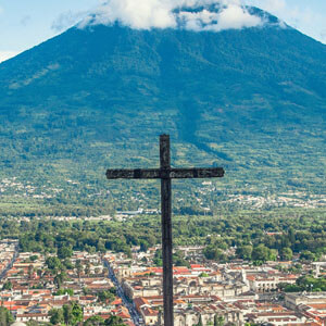 Cross with mountains in the background