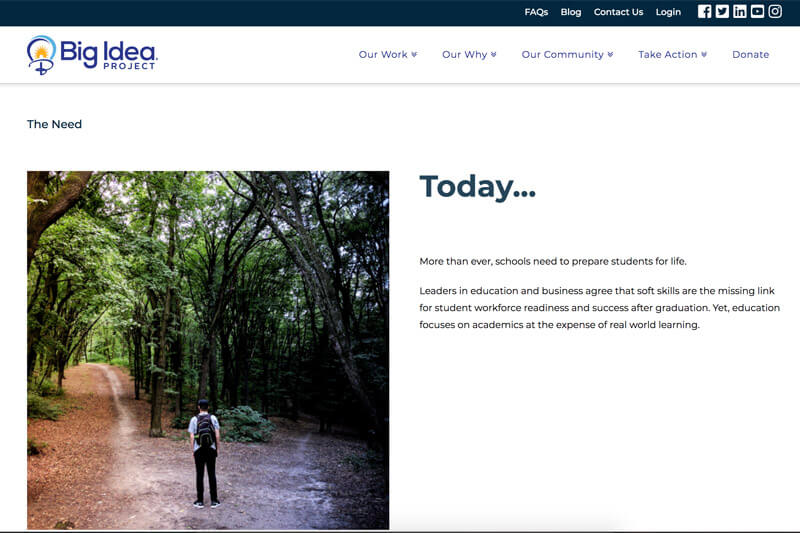 Big Idea Project website - BEFORE