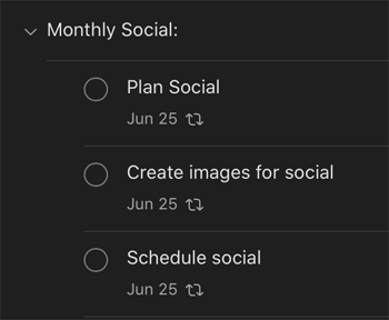 Repeating social tasks in my to-do list